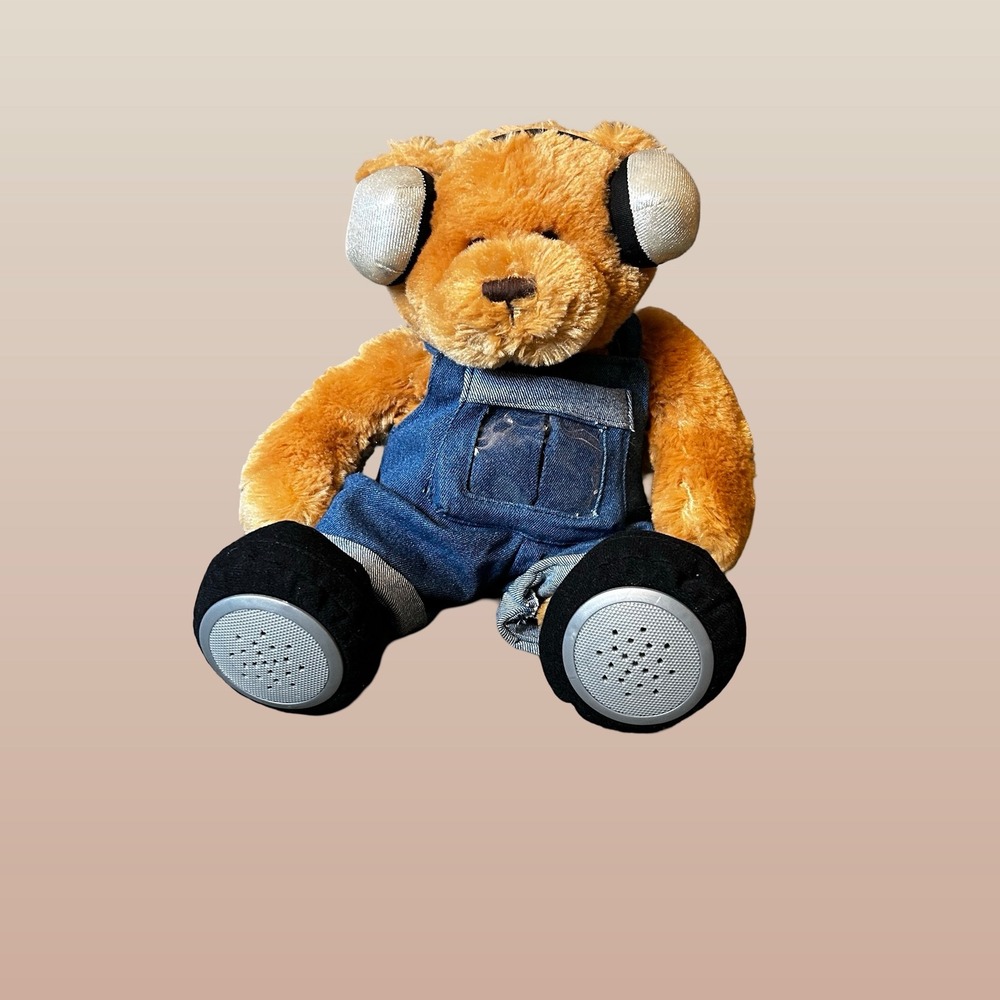 Gund Sneaker Speaker Plush Bear Unisex Medium Brown Excellent 90s Tech Toy